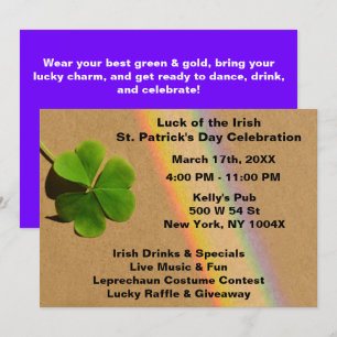 Purple Rainbow St. Patrick's Day Invitation