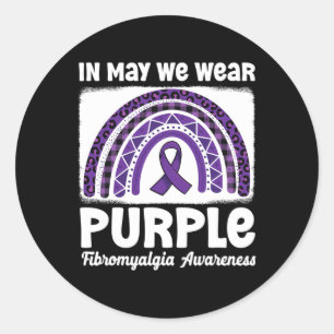 Purple Rainbow Support Fibro Warrior Fibromyalgia  Classic Round Sticker