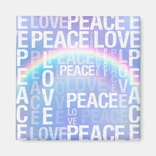 Purple Rainbow White Peace Love     Magnet