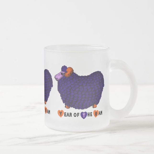 Purple Ram Chinese Year Zodiac Frosted Glass M Frosted Glass Coffee Mug (Right)