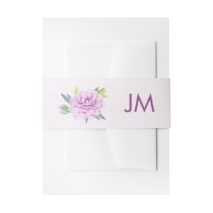 Purple Ranunculus Monogram Floral Spring Wedding Invitation Belly Band