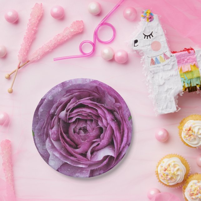 Purple Ranunculus Paper Plate (Party)