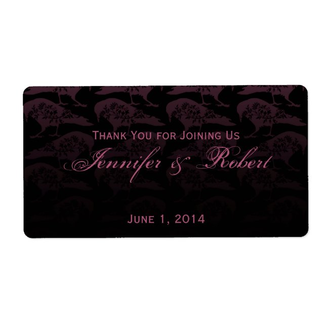 Purple Raven Gothic Water Bottle Label (Front)