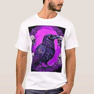 Purple Raven Graphic Gothic Crow Design Fashion T-Shirt