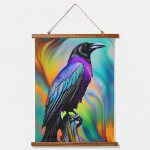 Purple Raven,  northern lights background Hanging Tapestry