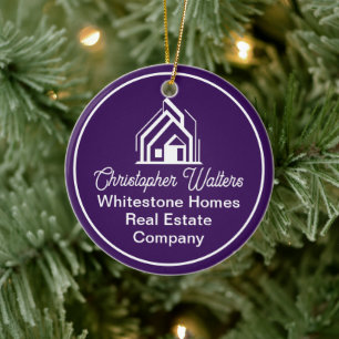 Purple Real Estate Company Customised Christmas Ceramic Tree Decoration