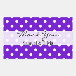 Purple Rectangle Custom Polka Dotted Thank You Rectangular Sticker