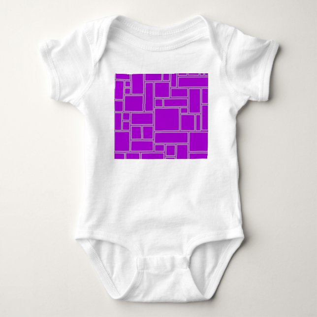 Purple Rectangles  Baby Bodysuit (Front)
