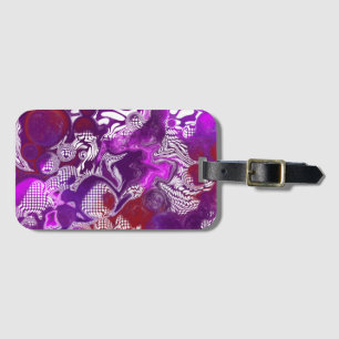 Purple Red Abstract Modern Fluid Art Marble Luggage Tag
