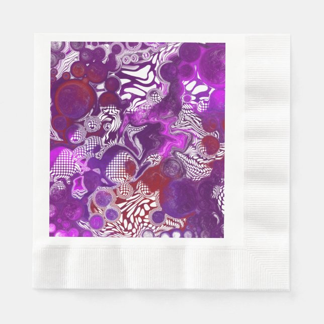 Purple Red Abstract Modern Marble Fluid Art Napkin (Front)