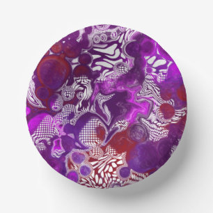 Purple Red Abstract Modern Marble Fluid Art Paper Plate