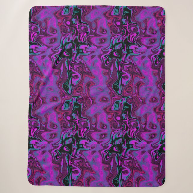 Purple, Red and Blue Fire Stone Sherpa Blanket (Front)