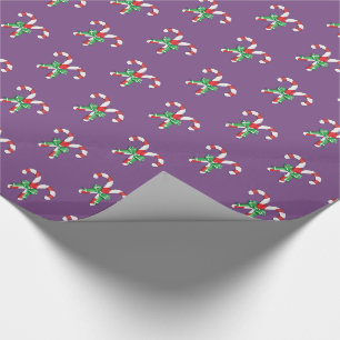 Purple  Red and White Striped Candy Cane Christmas Wrapping Paper