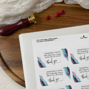 Purple Red Aqua Watercolor Artsy Abstract Label