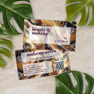 Purple Red Black White Gold Marble Art Pattern Business Card