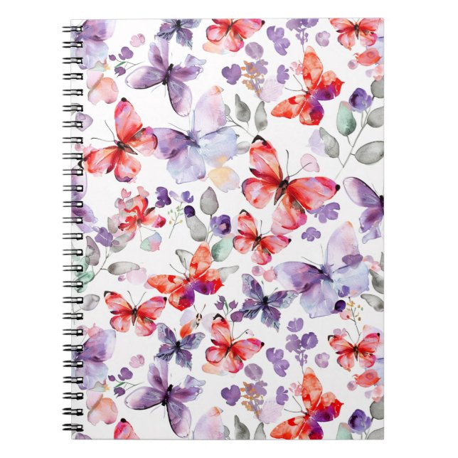 Purple Red Butterflies Notebook (Front)