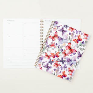 Purple Red Butterflies Planner