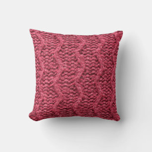 Purple red, cherry knitted sweater texture cushion