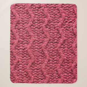 Purple red, cherry knitted sweater texture sherpa blanket