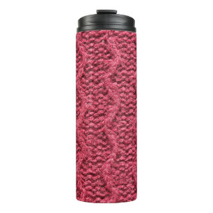 Purple red, cherry knitted sweater texture thermal tumbler