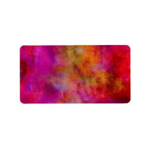 Purple Red Colourful Watercolor Abstract Label