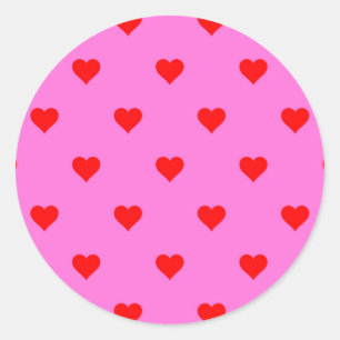 Purple Red Cute Simple Heart Pattern Classic Round Sticker