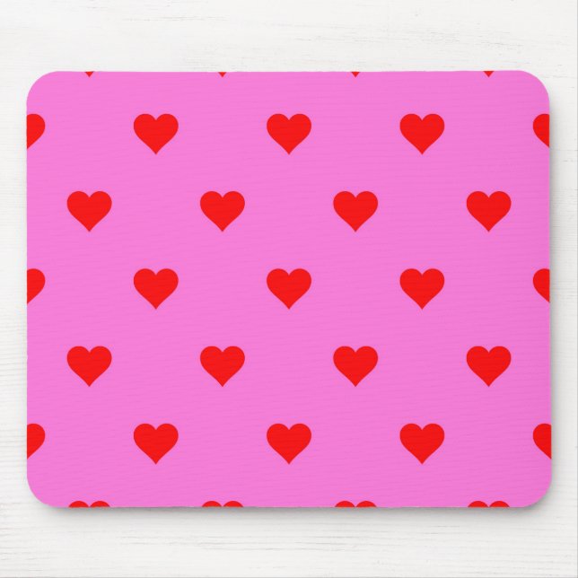 Purple Red Cute Simple Heart Pattern Mouse Pad (Front)