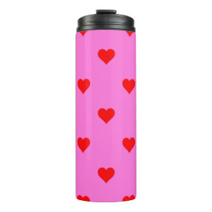 Purple Red Cute Simple Heart Pattern Thermal Tumbler