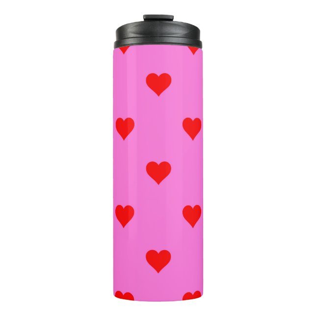 Purple Red Cute Simple Heart Pattern Thermal Tumbler (Front)