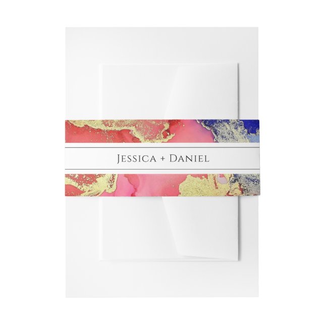 Purple Red Gold Jewel Tone Wedding Invitation Belly Band (Front Example)