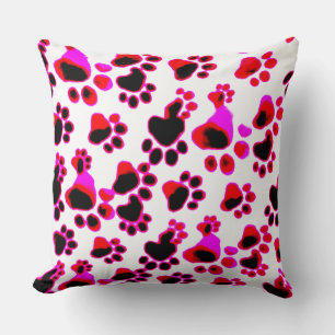 Purple Red Paws Cushion
