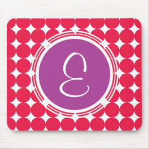 Purple & Red Polka Dot Monogram Mouse Pad