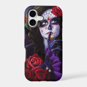 Purple Red Roses Sugar Skull Fairy Day Dead