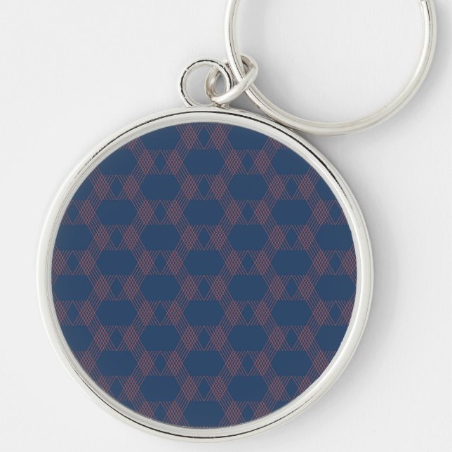 Purple, red, trendy, cool modern decorative art key ring (Front)