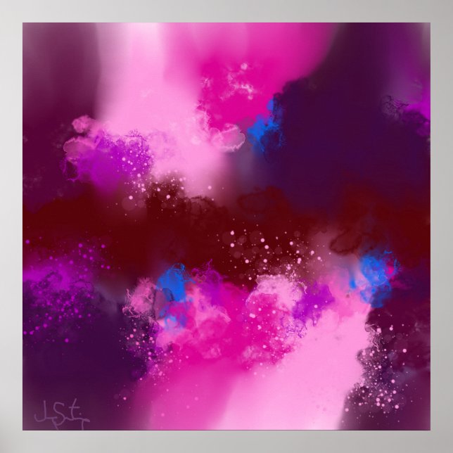 Purple Red Violet Magenta Blue Abstract Art Print (Front)