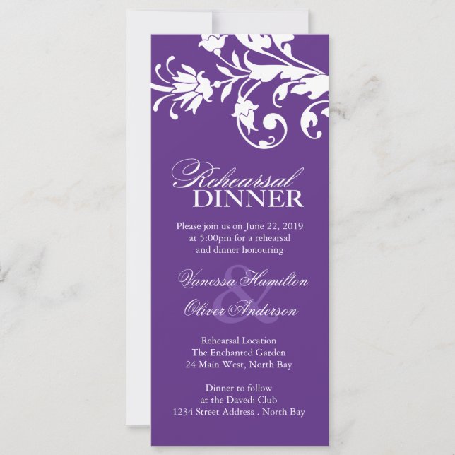 Purple Rehearsal Dinner Invitations (Front)