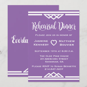 Purple Rehearsal Dinner Tribal Geometric Triangles Invitation