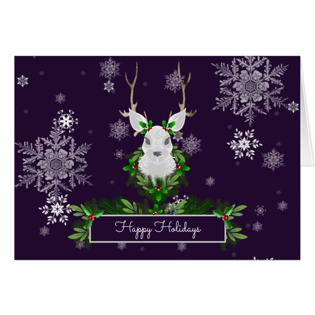 Purple Reindeer Greeting Card (Front Horizontal)