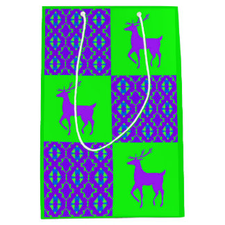 Purple reindeer medium gift bag
