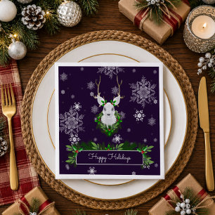 Purple Reindeer Paper Napkin