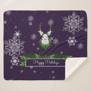 Purple Reindeer Sherpa Blanket