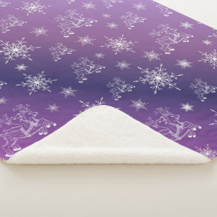 purple,reindeer, star, stars, snowflake, christmas sherpa blanket