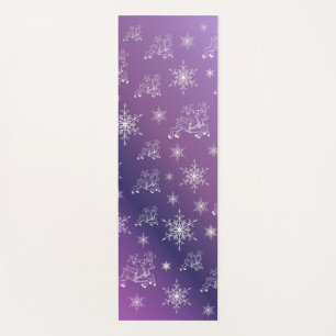 purple,reindeer, star, stars, snowflake, christmas yoga mat