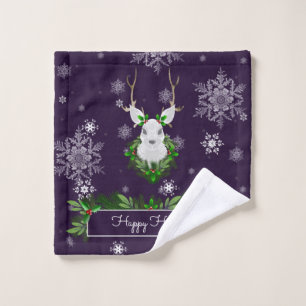 Purple Reindeer Towel Set