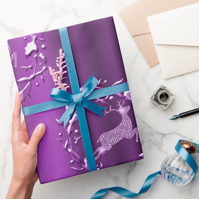 Purple Reindeer with Diamonds Christmas Wrapping Paper (Creator Uploaded)