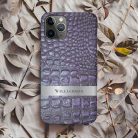 Purple Reptile Digital Leather Silver Metal