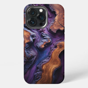 Purple Resin And Burl Wood Design iPhone 13 Pro Case
