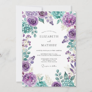 Purple Resplendent Botanical Wedding Invitation