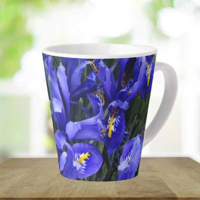Purple Reticulated Irises Floral Latte Mug (In Situ)
