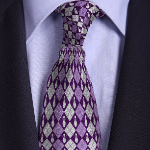 Purple Retro Argyle Bowling Pin Tie